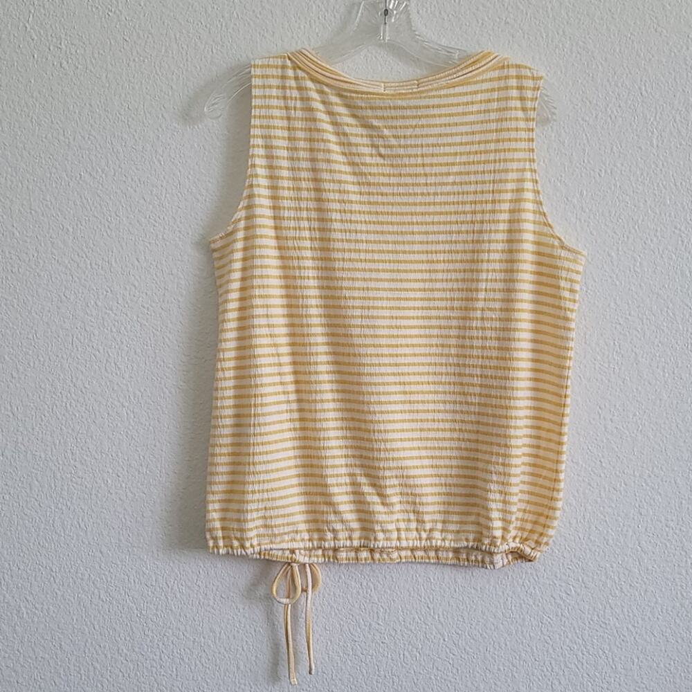 MAX STUDIO Tank Top Striped Sleeveless Loose Fit Flowy Size Small Yellow & White - Picture 4 of 6
